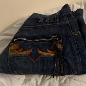 Dark Wash Jeans with Embroidered Pocket